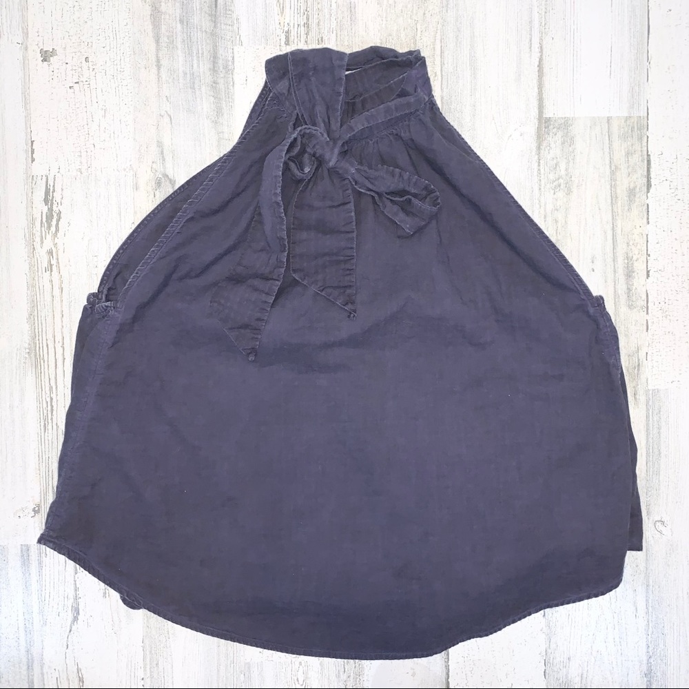 Free People | Navy Sleeveless Neck Tie Blouse